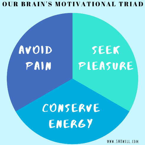 Our Brain&rsquo;s Motivation Triad: Avoid Pain, Seek Pleasure, Conserve Energy